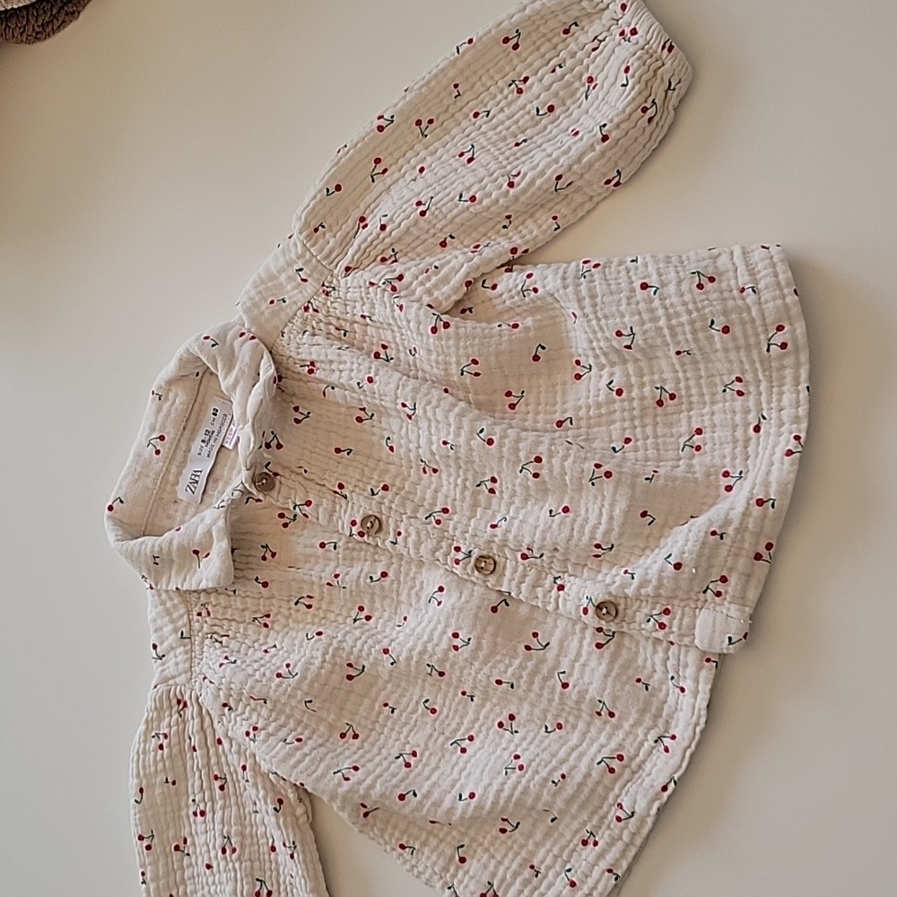 ZARA 100% cotton baby blouse with cute cherry pattern